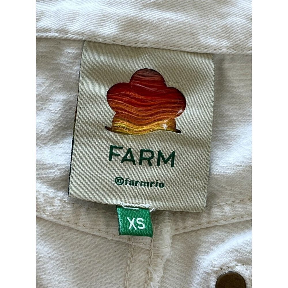 Farm Rio Women's Sz XS Off White (Natural) High Waisted Wide Leg Denim Jeans - Picture 5 of 9